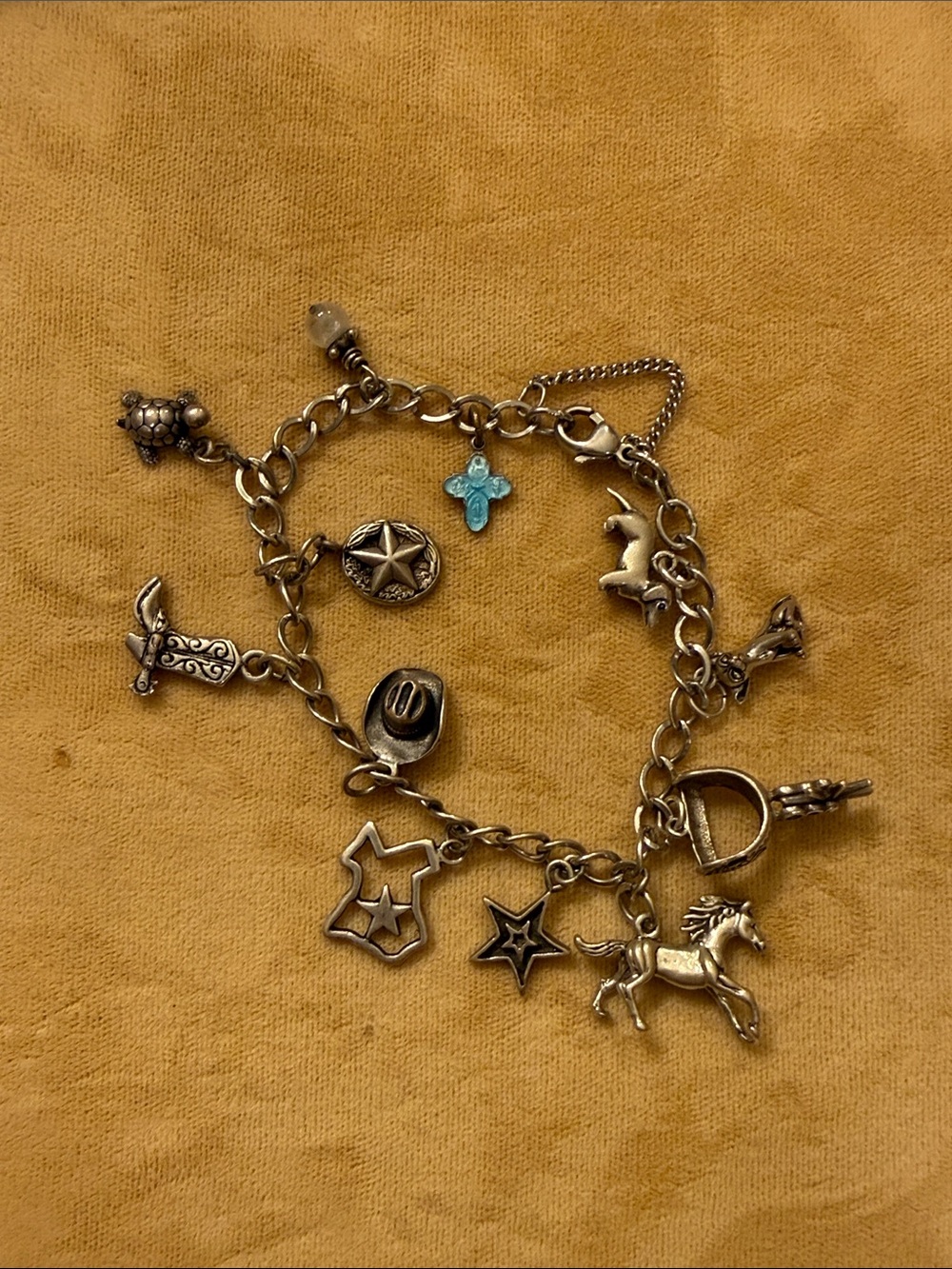 Sterling Silver Charm Bracelet with Multiple Charms - Women Jewelry